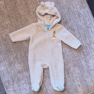 Cozy Cream Hooded Baby Winnie the Pooh Sherpa Onesie